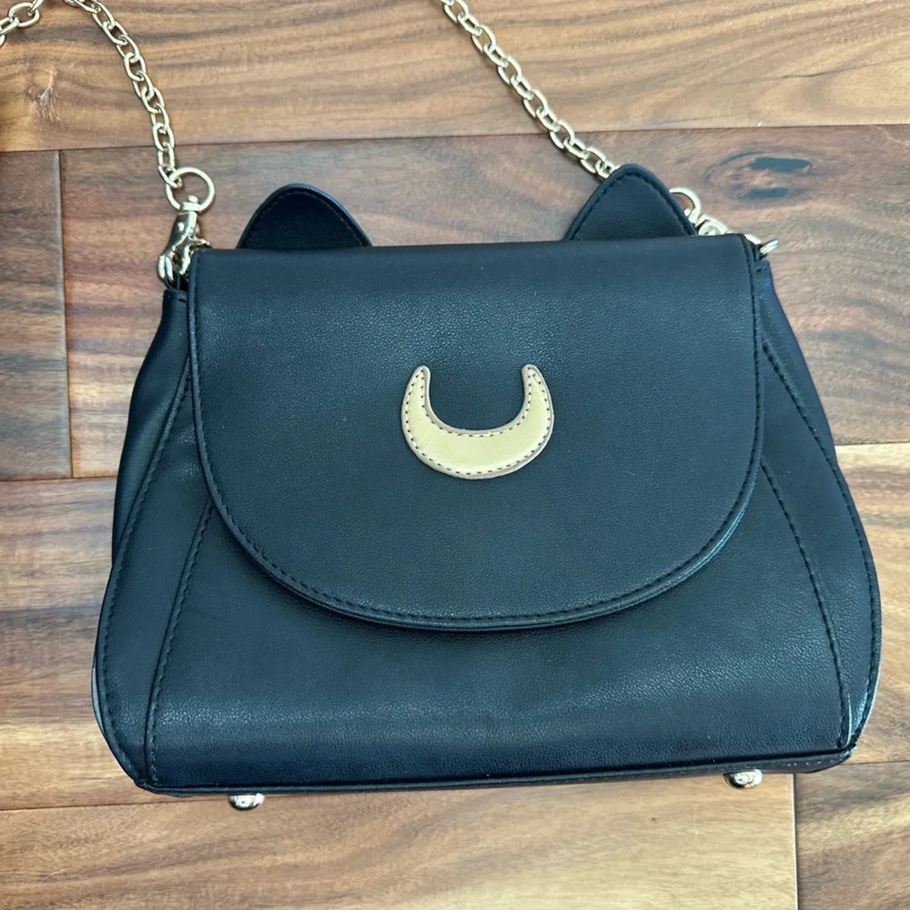 NWOT Sailor Moon Luna Cat Black Crossbody Bag - Picture 3 of 5